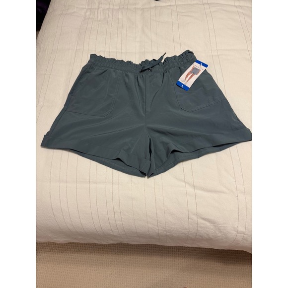 Danskin Pants - Danskin Paperbag Short Stormy Weather Blue Grey Elastic Waist Pockets 1751958 L